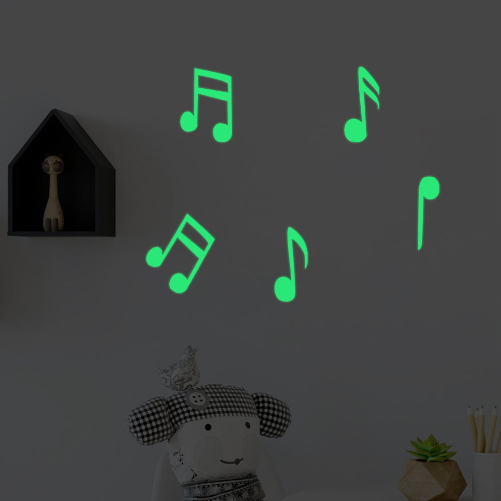 Lovely Luminous Music Notes Wall Stickers Cute Glowing In The Dark Wall Mural Home Decor For Kid's Living Room Wallpaper