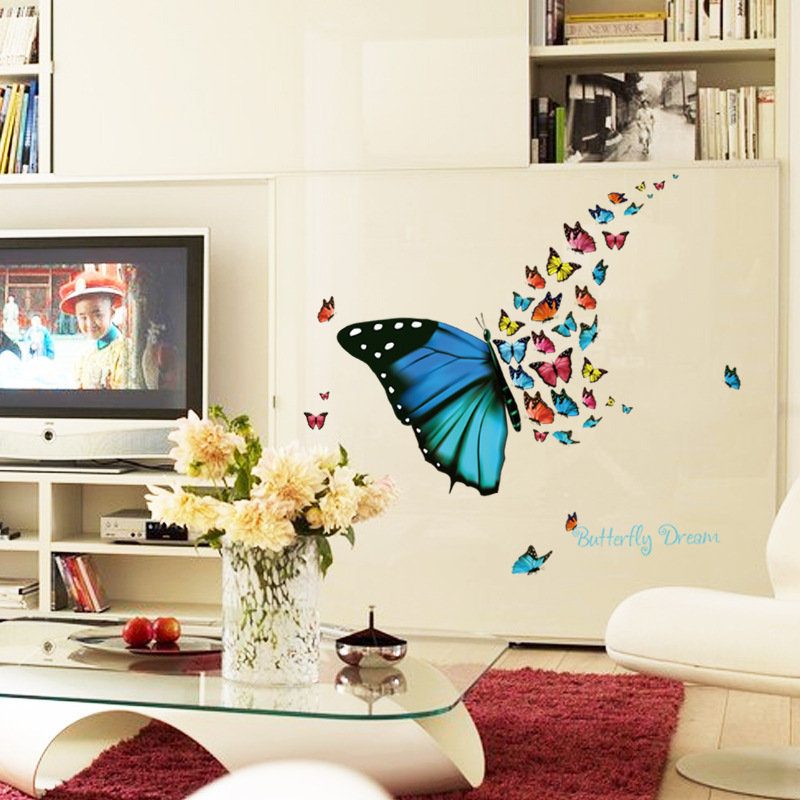 Colorful Butterflies Wall Stickers Beautiful Butterfly Dream Wallpaper For Bedroom Fashion Home Decor TV Background Wall Decal