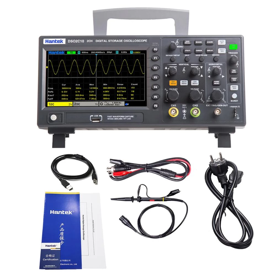 Hantek Dso2c10 Digital Oscilloscope Dual Channel 100mhz Bandwidth Handheld Economical Oscilloscope