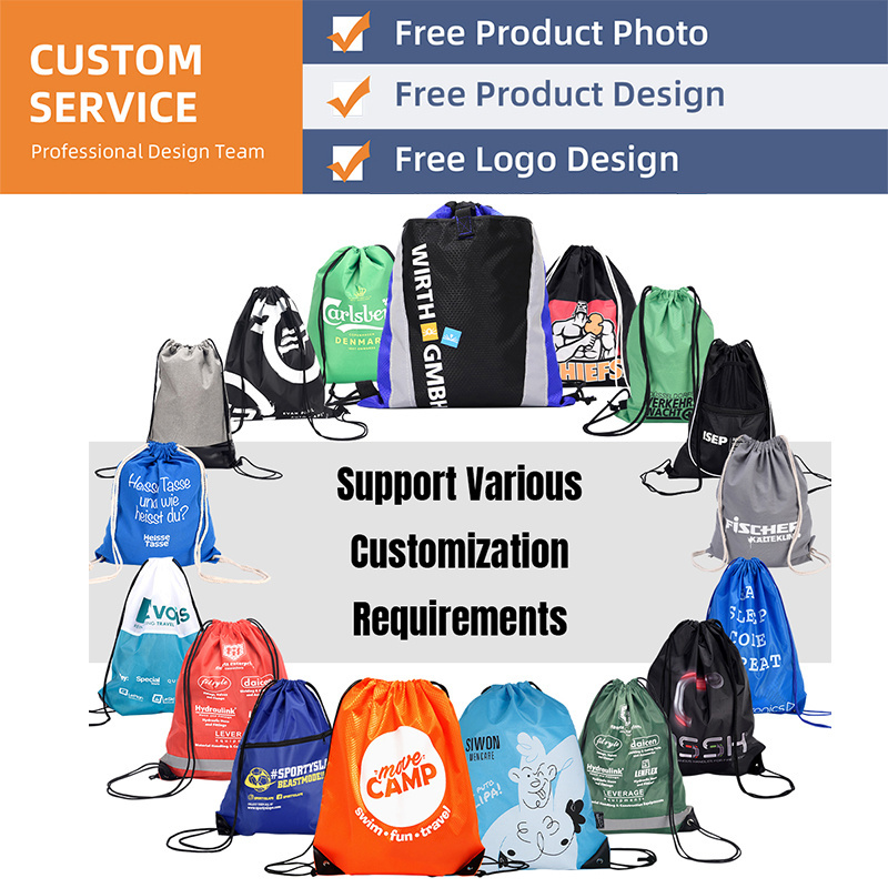 2024 Drawstring Backpack Bag Bulk Sports Bags New Custom 420d Polyester Waterproof Drawstring Gym Bag with Logo