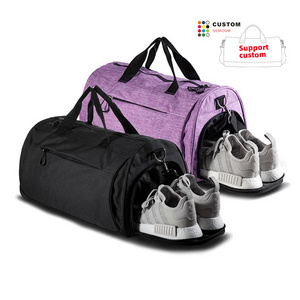 Custom Logo Sublimated Waterproof Garment Travel Duffle Bag Foldable Duffel Gym Bag with Shoe Compartment