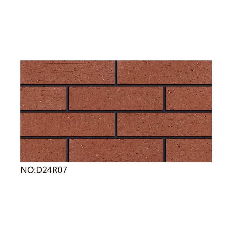 Decorative thin facing terracotta brick for building facade 240x60 wire cutting matte brown clay brick veneer