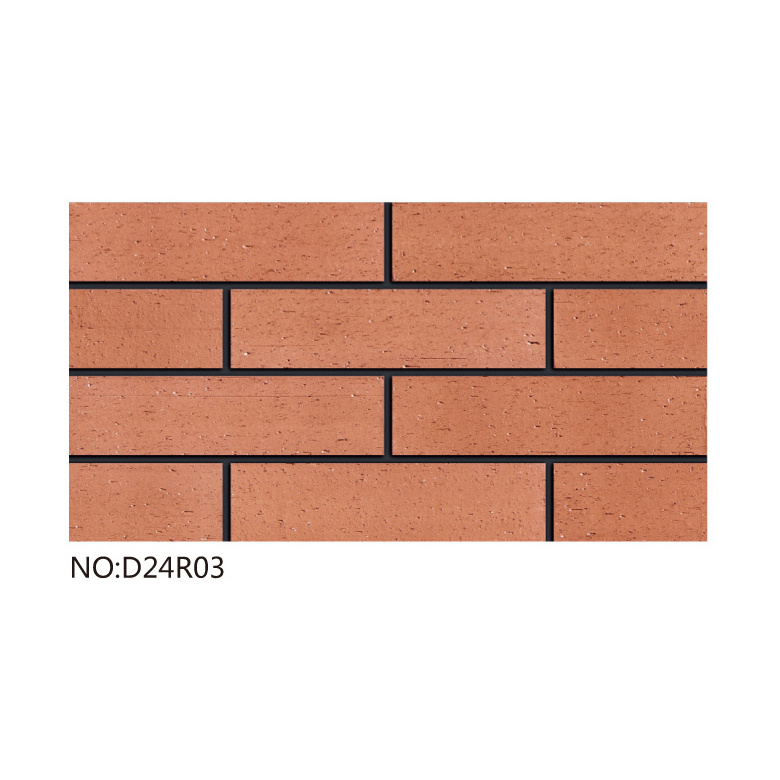 East Asia popular rustic brown terracotta brick slip wire cutting texture matte 24x6 outdoor wall extruded clay bricks