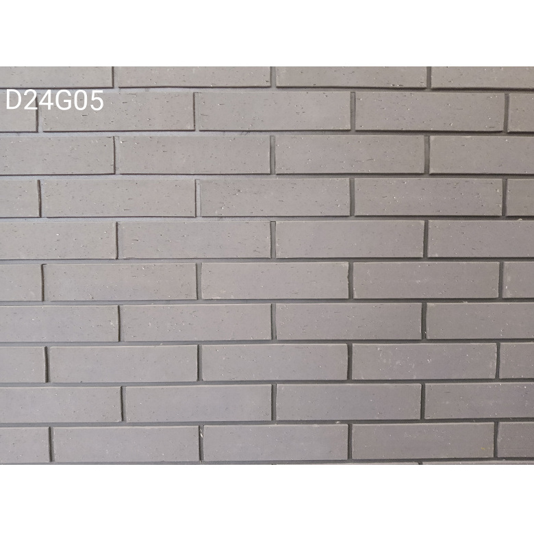 Customized white brick slip lightweight nature clay kiln grey brick tile 240x60mm terracotta smooth texture wall decor bricks