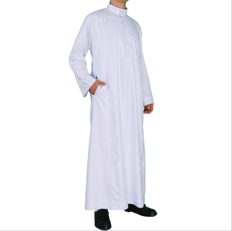 100% polyester bleached dyed fabric Wholesale Muslim Clothing Arabic Jabbah Thobe Abayas Dress Jubba Thobe for Mens