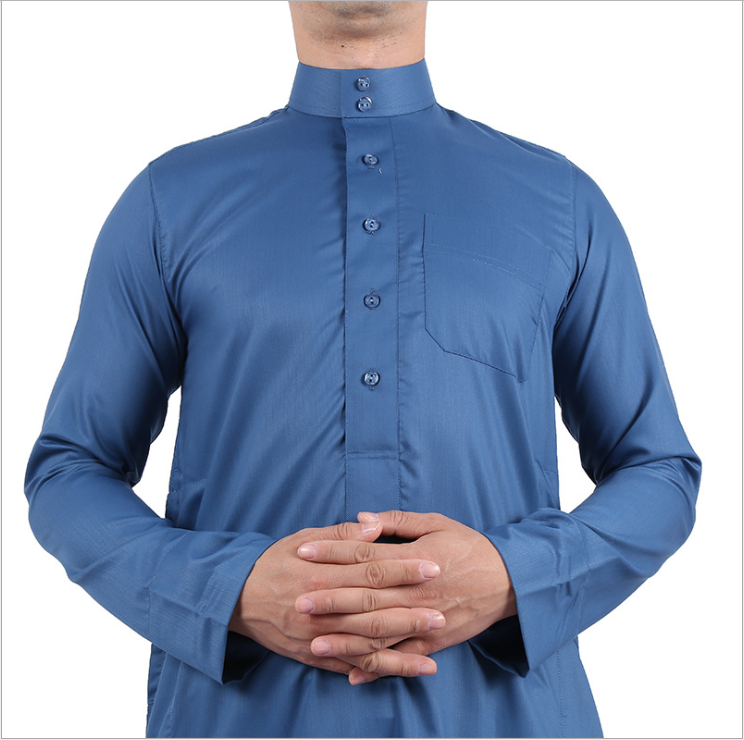 100% polyester bleached dyed fabric Wholesale Muslim Clothing Arabic Jabbah Thobe Abayas Dress Jubba Thobe for Mens