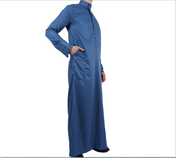 100% polyester bleached dyed fabric Wholesale Muslim Clothing Arabic Jabbah Thobe Abayas Dress Jubba Thobe for Mens