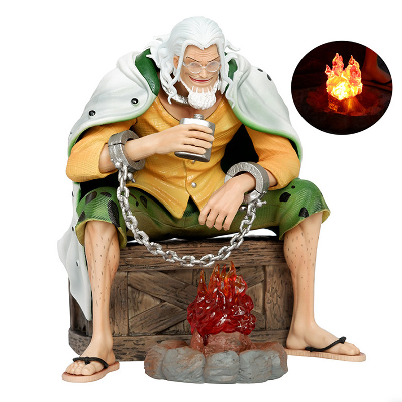 16cm Action figure Resin toys HIGH Quality GK Figure Sitting Bonfire Drinking Model figure One Pieced Silvers Rayleigh