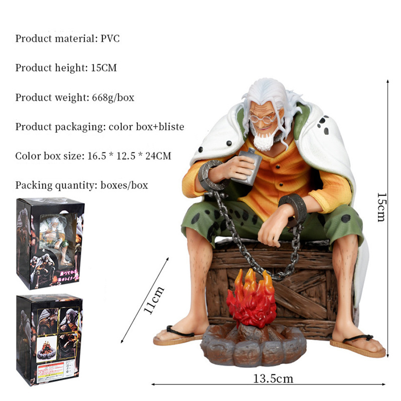 16cm Action figure Resin toys HIGH Quality GK Figure Sitting Bonfire Drinking Model figure One Pieced Silvers Rayleigh