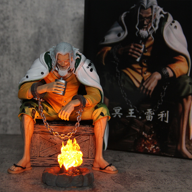 16cm Action figure Resin toys HIGH Quality GK Figure Sitting Bonfire Drinking Model figure One Pieced Silvers Rayleigh