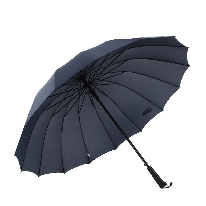 Custom Glass Fiber Umbrella Pongee Wind Resistant Car 8k 16k Rib Long Handle Straight Golf Semi-Automatic Umbrella