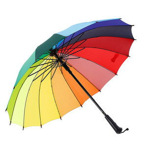 Custom Glass Fiber Umbrella Pongee Wind Resistant Car 8k 16k Rib Long Handle Straight Golf Semi-Automatic Umbrella