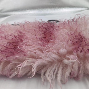 customized high quality long pile faux  fur 1200g white colour fabric for collar