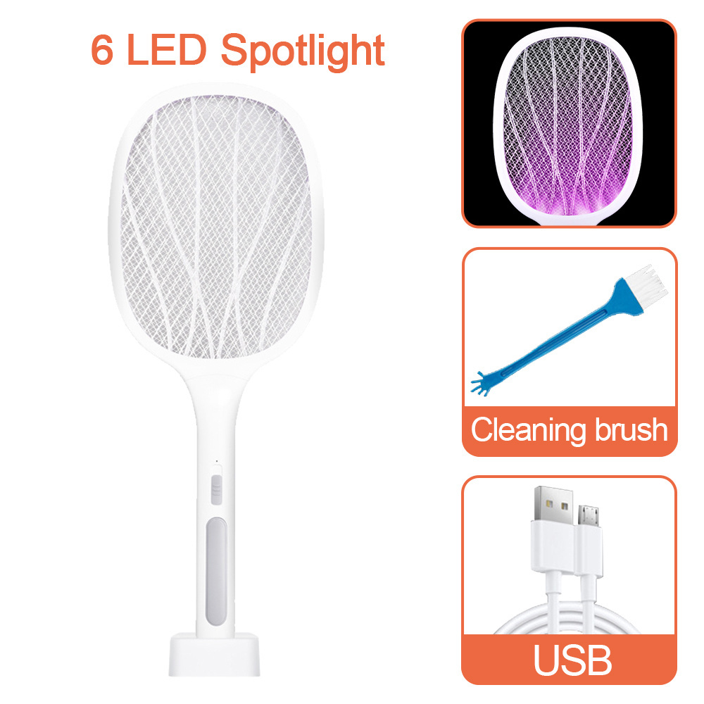 Electric Flies Swatter Killer with Light USB Rechargeable LED Lamp Summer Mosquito Trap Racket Anti Insect Bug Zapper