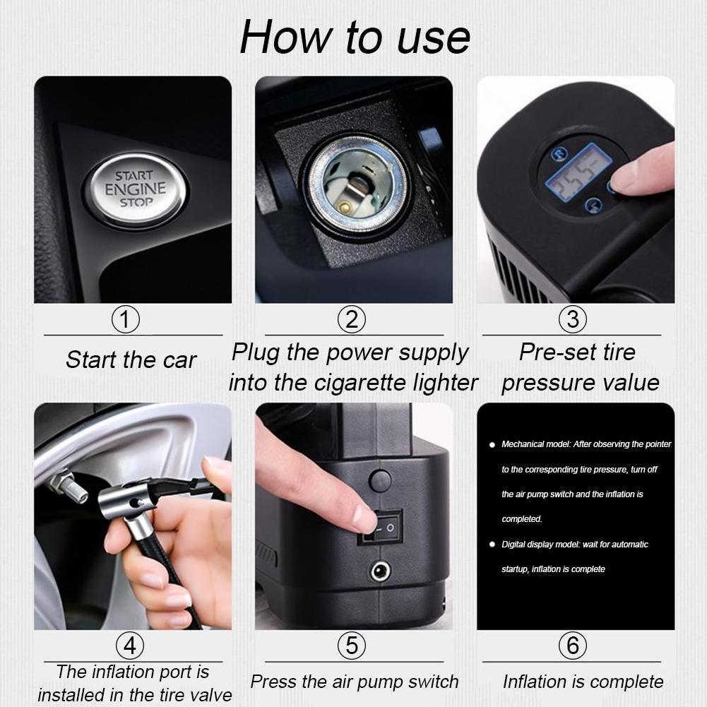 12v Led Flashlight Portable Car Electric Automatic Tire Inflator Air Compressor Pump For Car