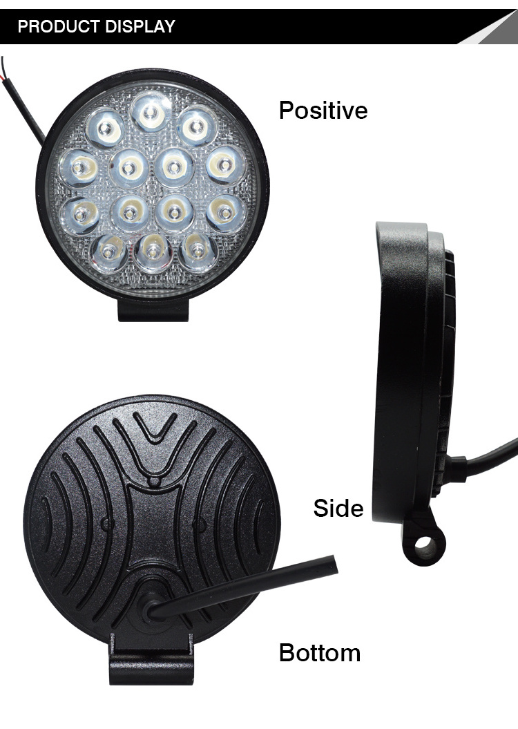 High brightness 12 volt 42w led work light for heavy duty machines