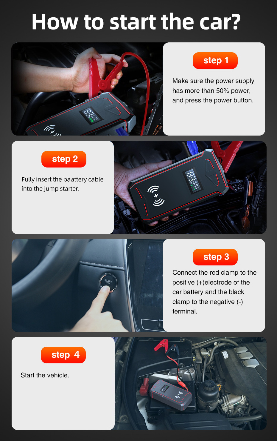 portable multi-function super capacity pack battery jump starter power bank booster start powerbank for car