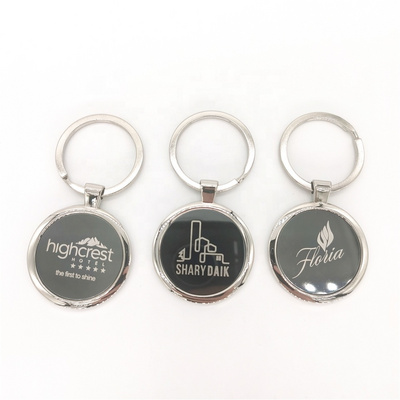 Custom QR code metal keychain round tags with custom lasered logo keychain