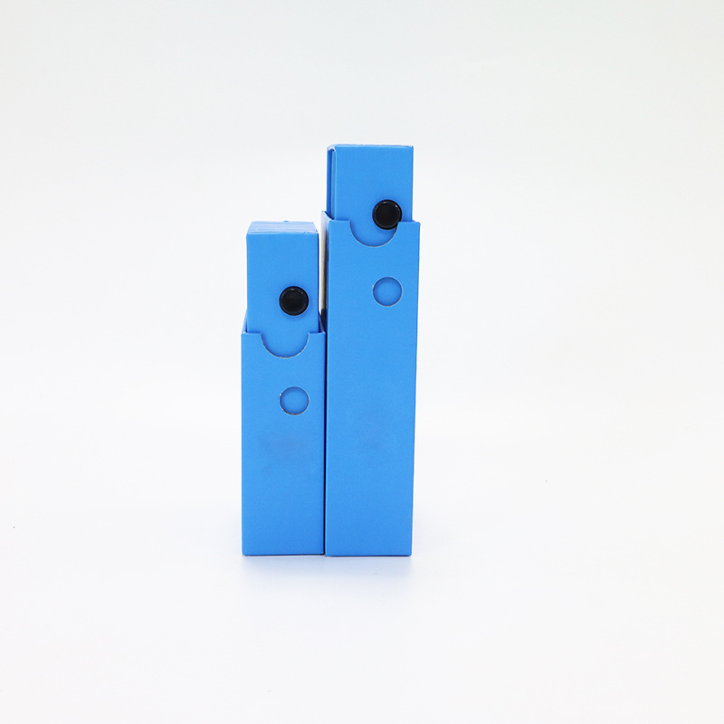 Blue Custom Pre Rolls Child Proof CR Carts Paper Boxes Child Resistant Packaging Box with EVA Foam And Press Child Safe Button