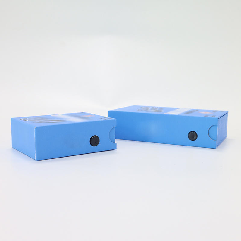 Blue Custom Pre Rolls Child Proof CR Carts Paper Boxes Child Resistant Packaging Box with EVA Foam And Press Child Safe Button