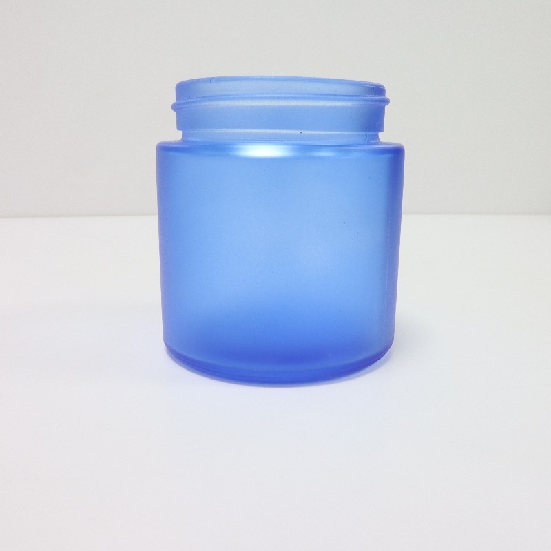 Blue Frost Child Resistant Thick Wall CR Glass Jar 3oz Straight Sided Round Child Proof Glass Container for 3.5g Flowers