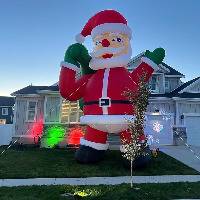 Outdoor Yard Lawn Party Premium 20Ft Giant Christmas Inflatable Santa Claus With Blower Easy Blow up Christmas Decorations