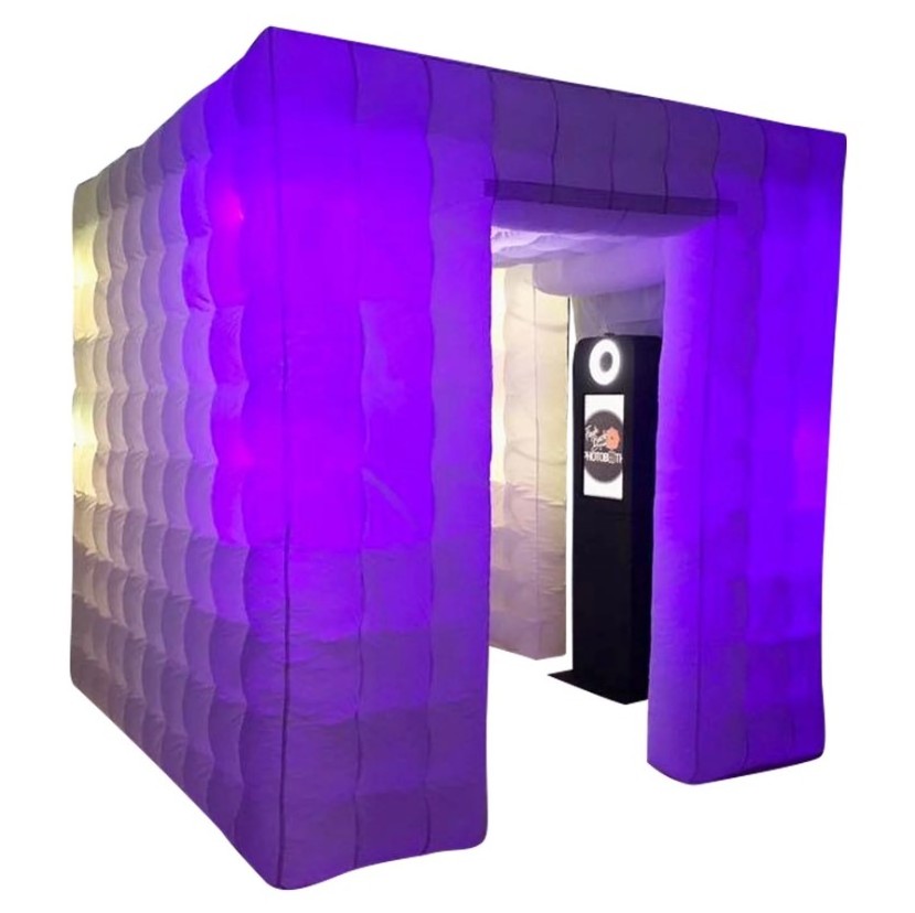 Inflatable Cube Tent Party Nightclub Disco Photo Booth Indoor Outdoor Advertising With 2 doors and 16 colors led lights Dimmable