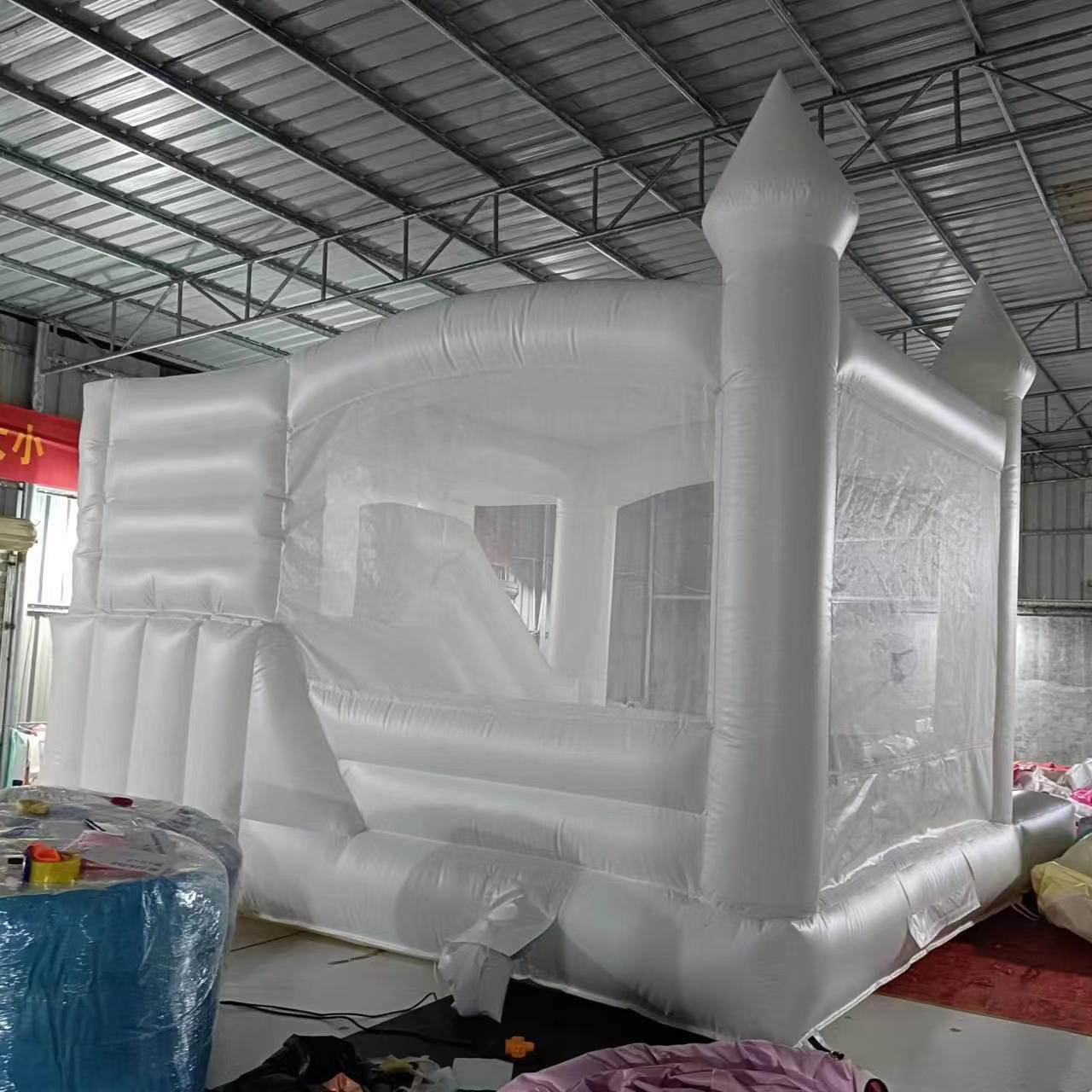 Outdoor Indoor Big 16x16ft Adult Kids PVC White Bounce House Commercial Inflatable Jumping Bouncy Castle With Slide Ball Pit