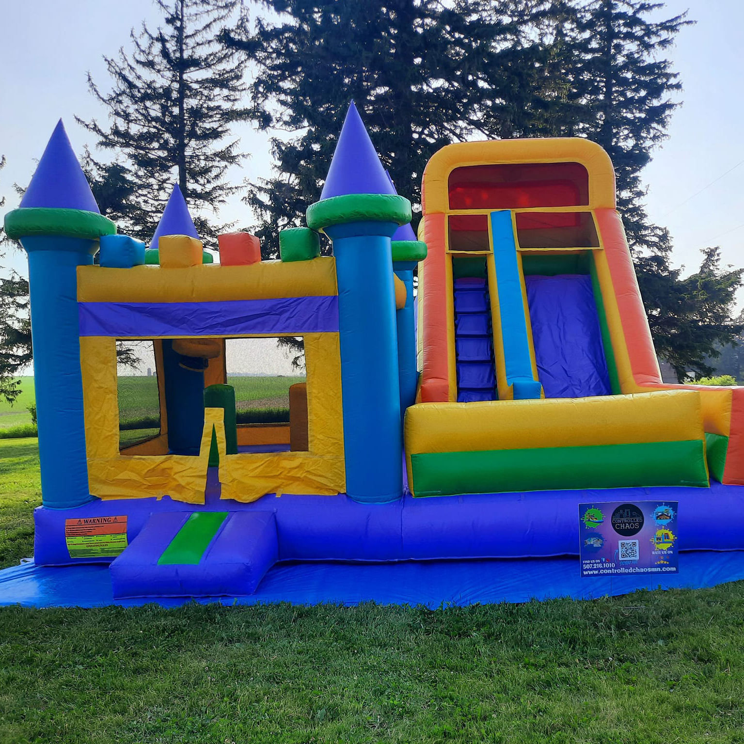 Rainbow Multi Color Durable PVC Kids Inflatable Jumping Bouncy Castle Commercial Combo Bounce House With Slide For Party Rental