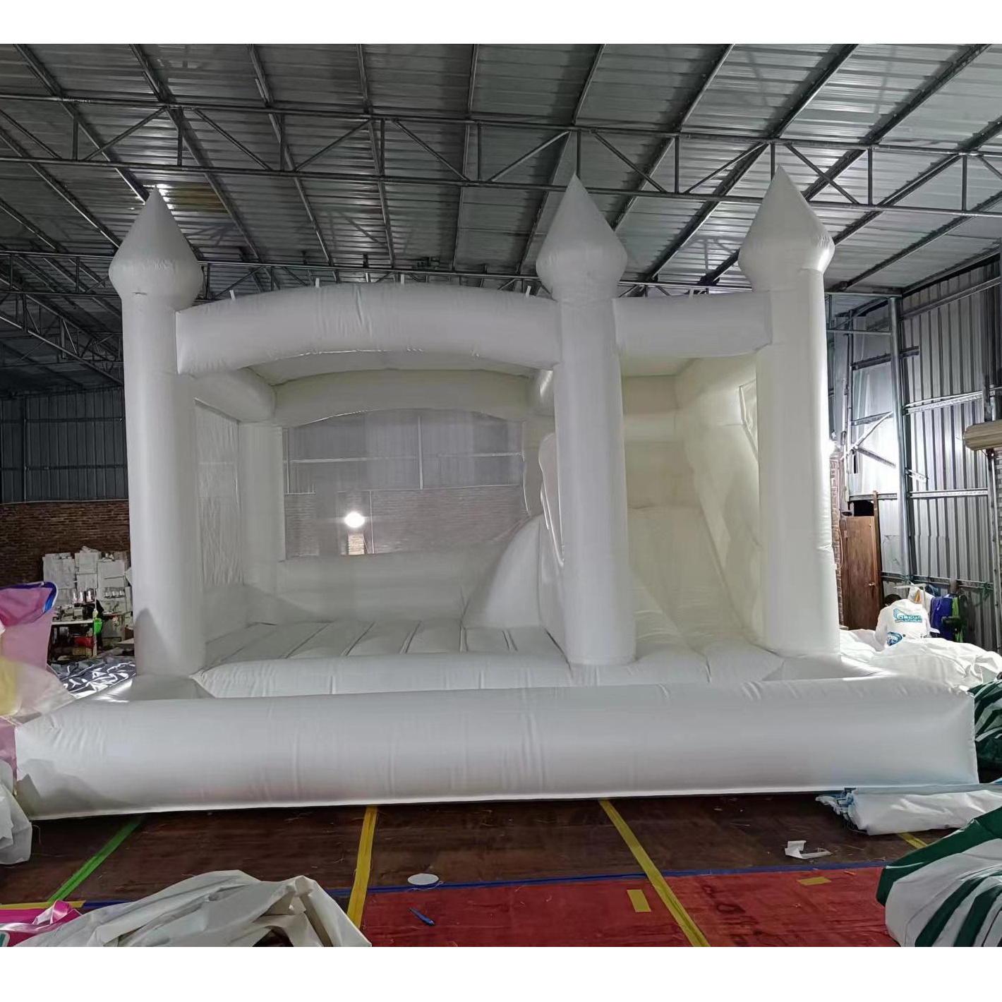 Outdoor Indoor Big 16x16ft Adult Kids PVC White Bounce House Commercial Inflatable Jumping Bouncy Castle With Slide Ball Pit