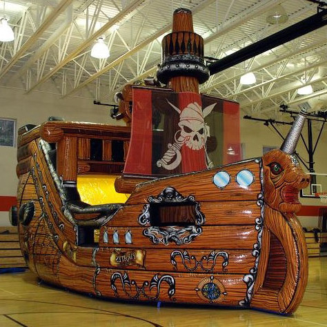 Outdoor Commercial PVC Kids Adult Playground Giant Inflatable Pirate Ship Bounce House Jumping Bouncy Castle With Slide