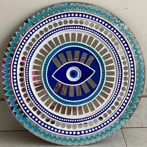 Evil Eye Blue And White Mud Mirror Art Wall Decorations DIY Craft For Home Decore And Interior