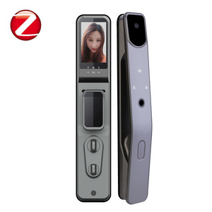 tuya zigbee smart 3d face Intelligent Recognition cat eye waterproof fully automatic Fingerprint video door lock with lcd screen