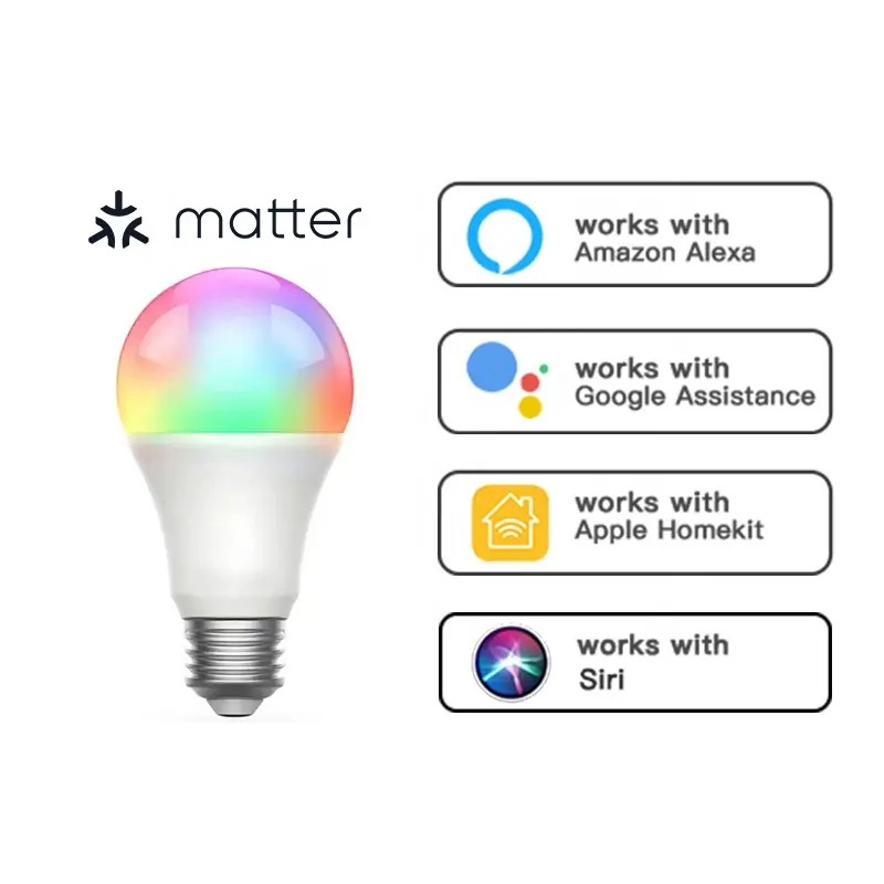 matter over wifi homekit smart rgb rgbcw rgbcct E27 light bulb work with alexa and google home