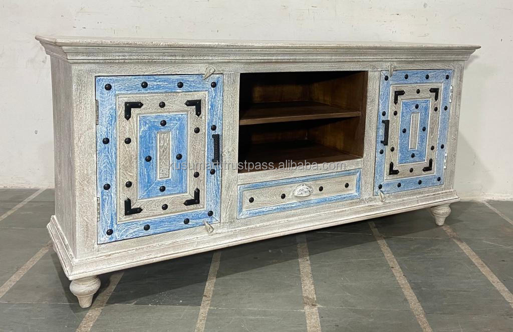 Modern Distressed Wooden Elegant Fine Quality Indian Style Industrial Hand Carved Storage Box Trunk Box Chest