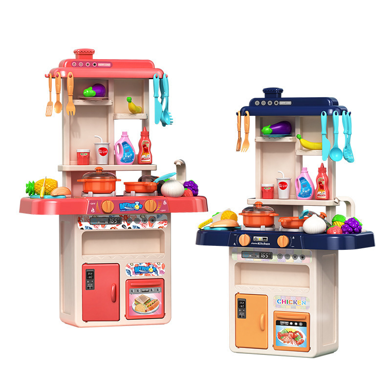 Kids Plastic Mini Pretend Toys For Girls Modern Spraying Mist kitchen Cabinet Cooking Wash Up Sink Role Play Accessories Set