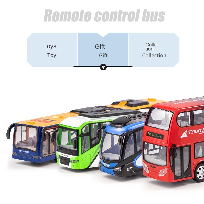 2023 4 Channels Remote Control Bus With Lights and Rubber Tire Radio Control Bus Toys