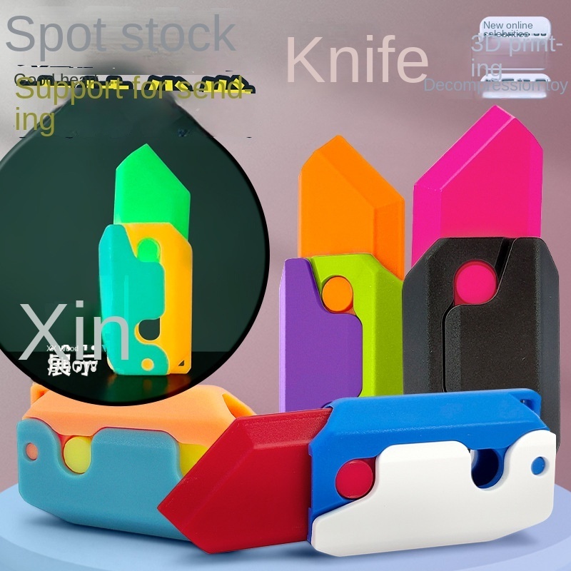 3d Printing Gravity Knife Toy Cub Jumping Small Radish Knife Fidget Toys Decompression Push Card Small Carrot Knife