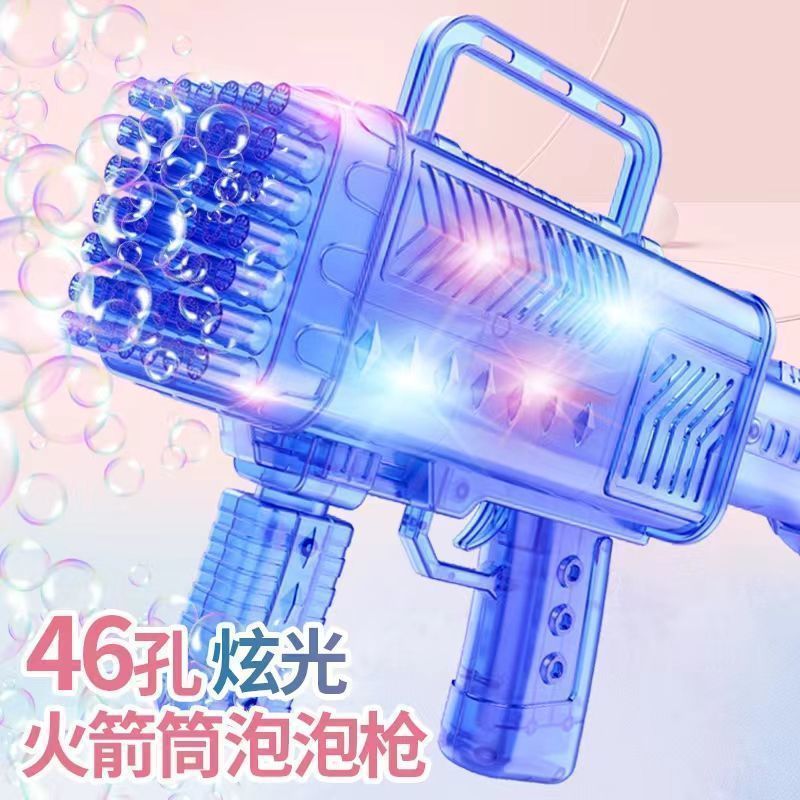 Electric Machine Bubble Gun 46 Holes Automatic with Light and Music Bubble Maker Machine Battery Powered Bubbles