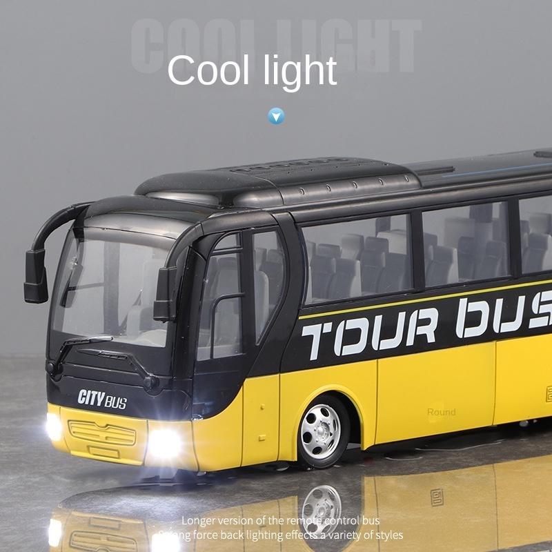 2023 4 Channels Remote Control Bus With Lights and Rubber Tire Radio Control Bus Toys