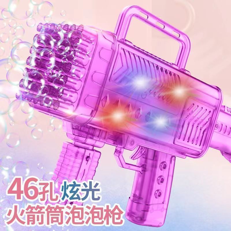 Electric Machine Bubble Gun 46 Holes Automatic with Light and Music Bubble Maker Machine Battery Powered Bubbles