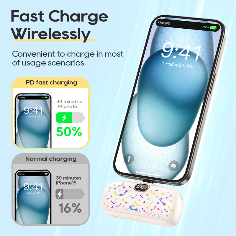 Cute Portable Charger 5000mAh Christmas Mini Fast Charging Power Bank Gift Compact External Battery Pack