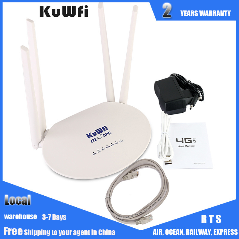 OEM ODM Cat4 KuWFi Wifi Router 150mbps Wireless Wifi Internet Routers 4g Wifi Modem 4g Lte Router With Sim Card Slot