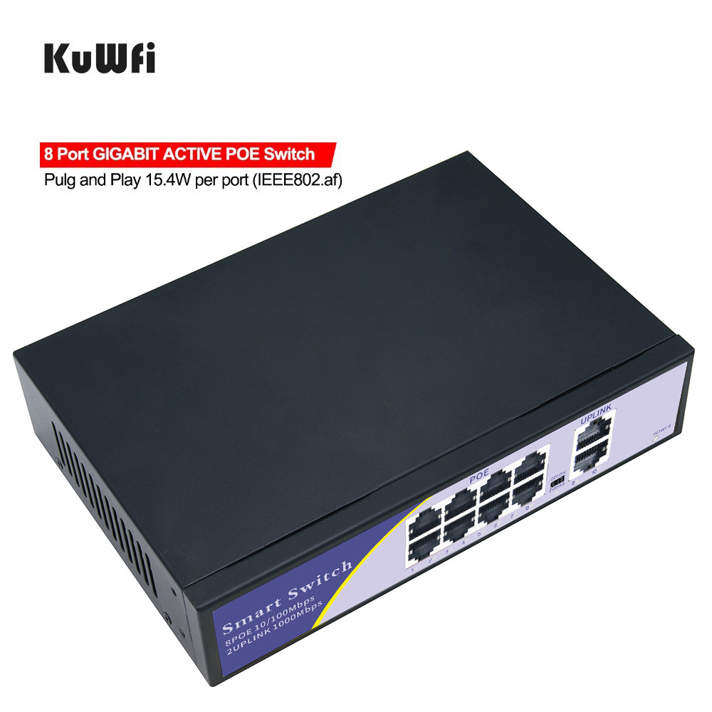 OEM KuWFi gigabit managed 8 port circuits board edge 52v 120w tp link 1000mbps poe switch for computer networks