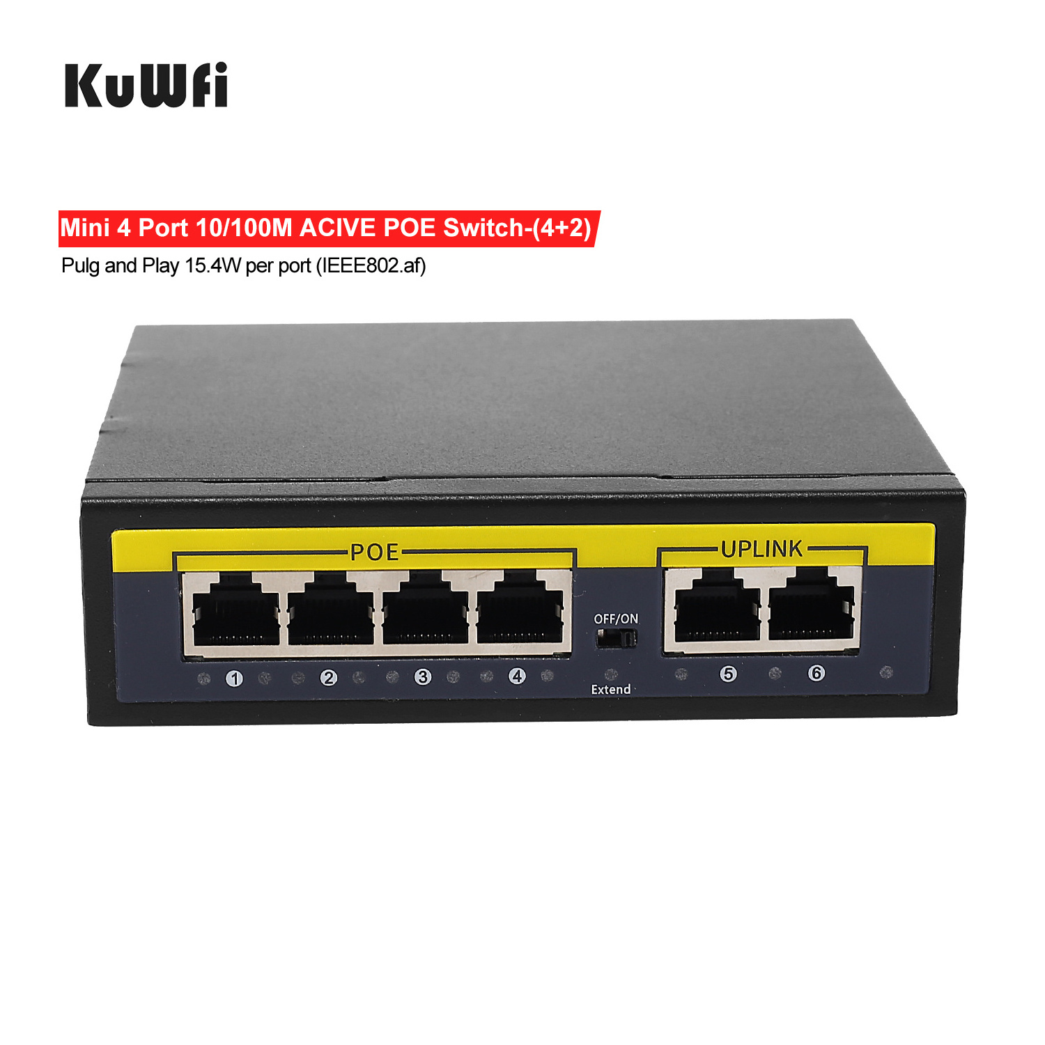 2023 hot sale KuWFi original reverse outdoor industrial ports reverso 52v mini 4 port poe switch for IP cameras