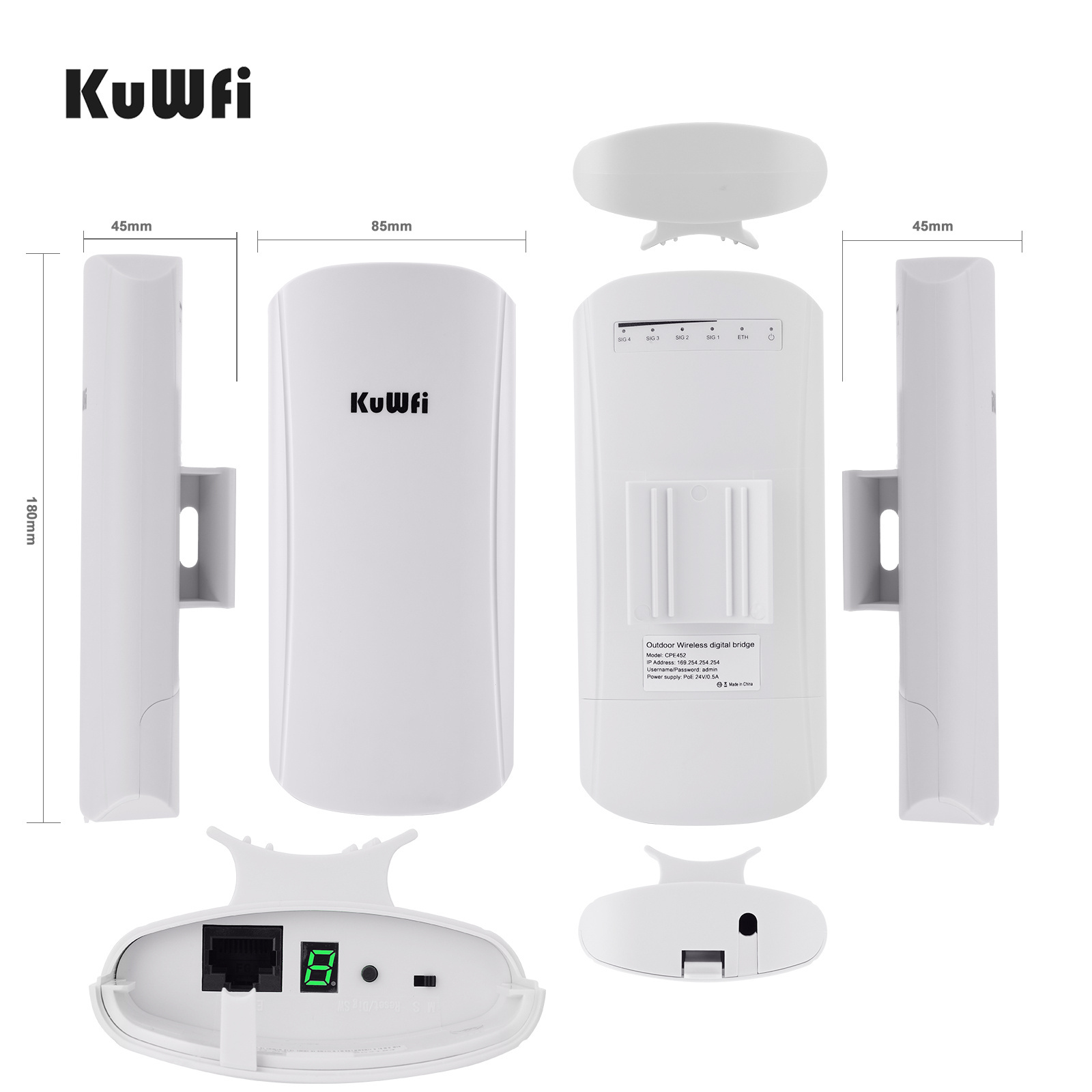 IP65 5Ghz WiFi Bridge CPE 11ac 450Mbps Outdoor Network Bridge 12Dbi Point to Point Wireless Bridge for WiFi Covering