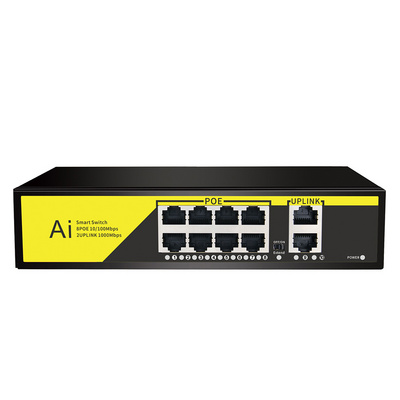 OEM ODM IEEE 802.3 af/at POE Switch 48V 100/1000Mbps Network Switch Ethernet RJ45 POE gigabit with 8 ports