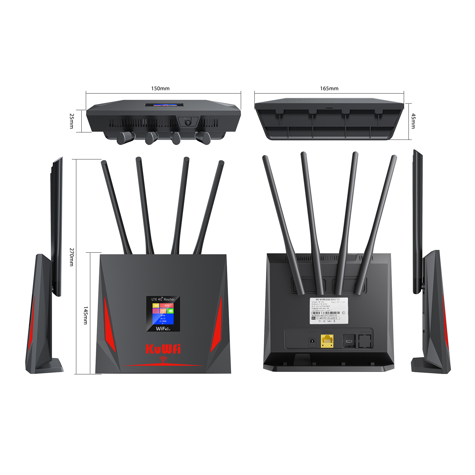 Newest WiFi Router 4G Tech Style 4G LTE Wireless Router Unlock 4G Modem WiFi Router with Sim Card Slot for Home & Gaming