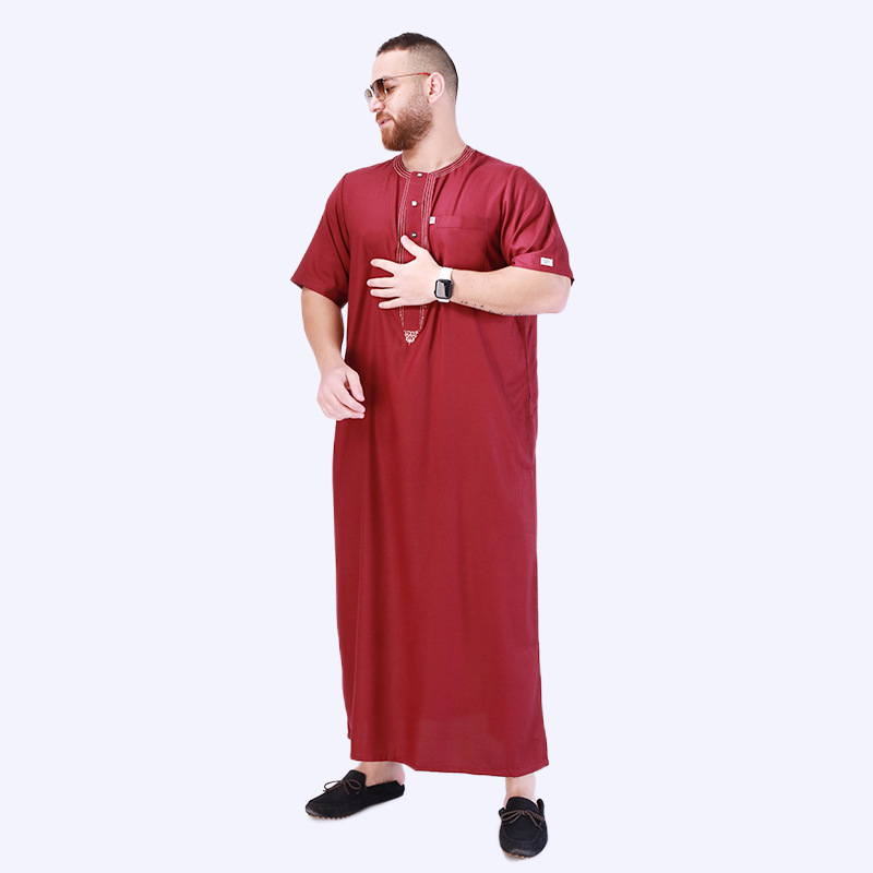 6055 Kuwii Arab Robe Plus Size Robe Muslim Men thobe with Zipper Pocket Men islamic Clothing Al Aseel Muslim Thobe For Men