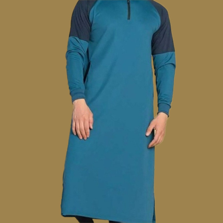 9024 Kuwii Wholesale high quality men Ramadan islamic clothing middle east robe muslim men dress moroccan mid-length gown thobes